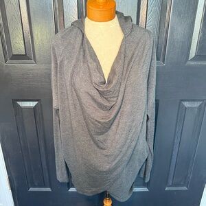 Athleta Gray Draped Hoodie Sweatshirt